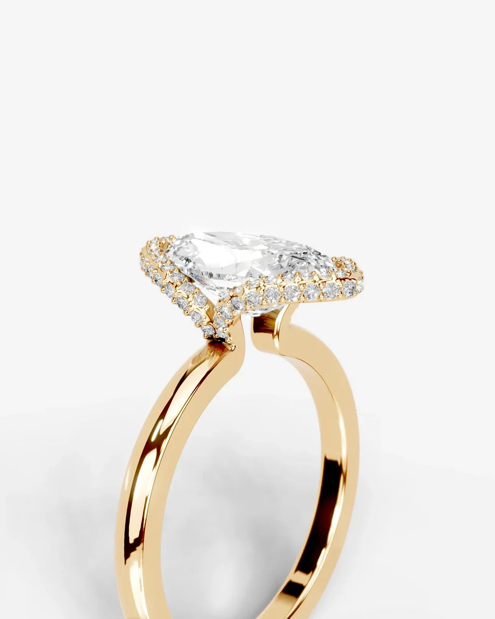 2 Carat Lab Grown Marquise Diamond Half Halo Ring