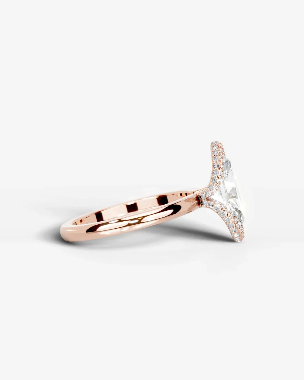 2 Carat Lab Grown Marquise Diamond Half Halo Ring
