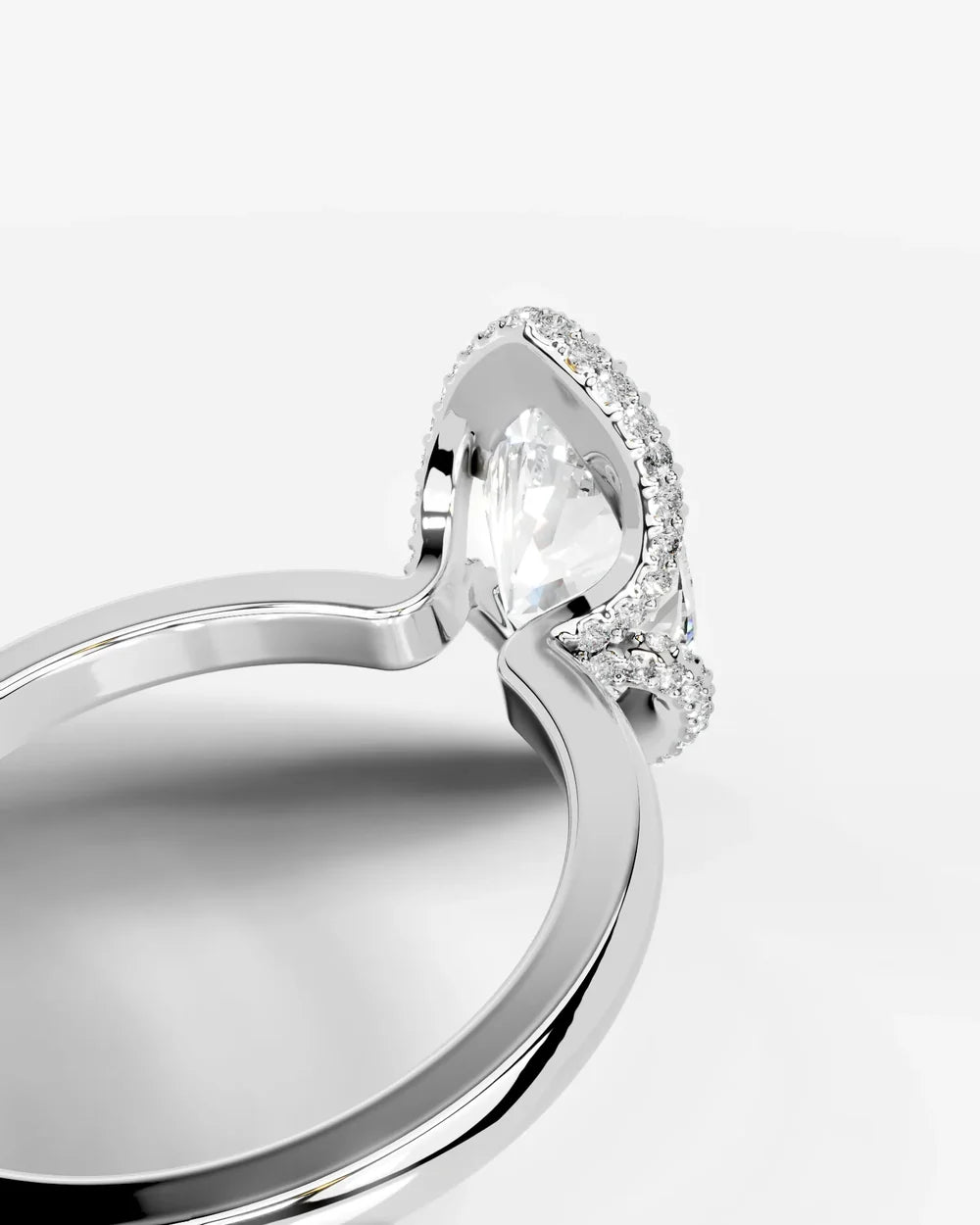 2 Carat Lab Grown Marquise Diamond Half Halo Ring