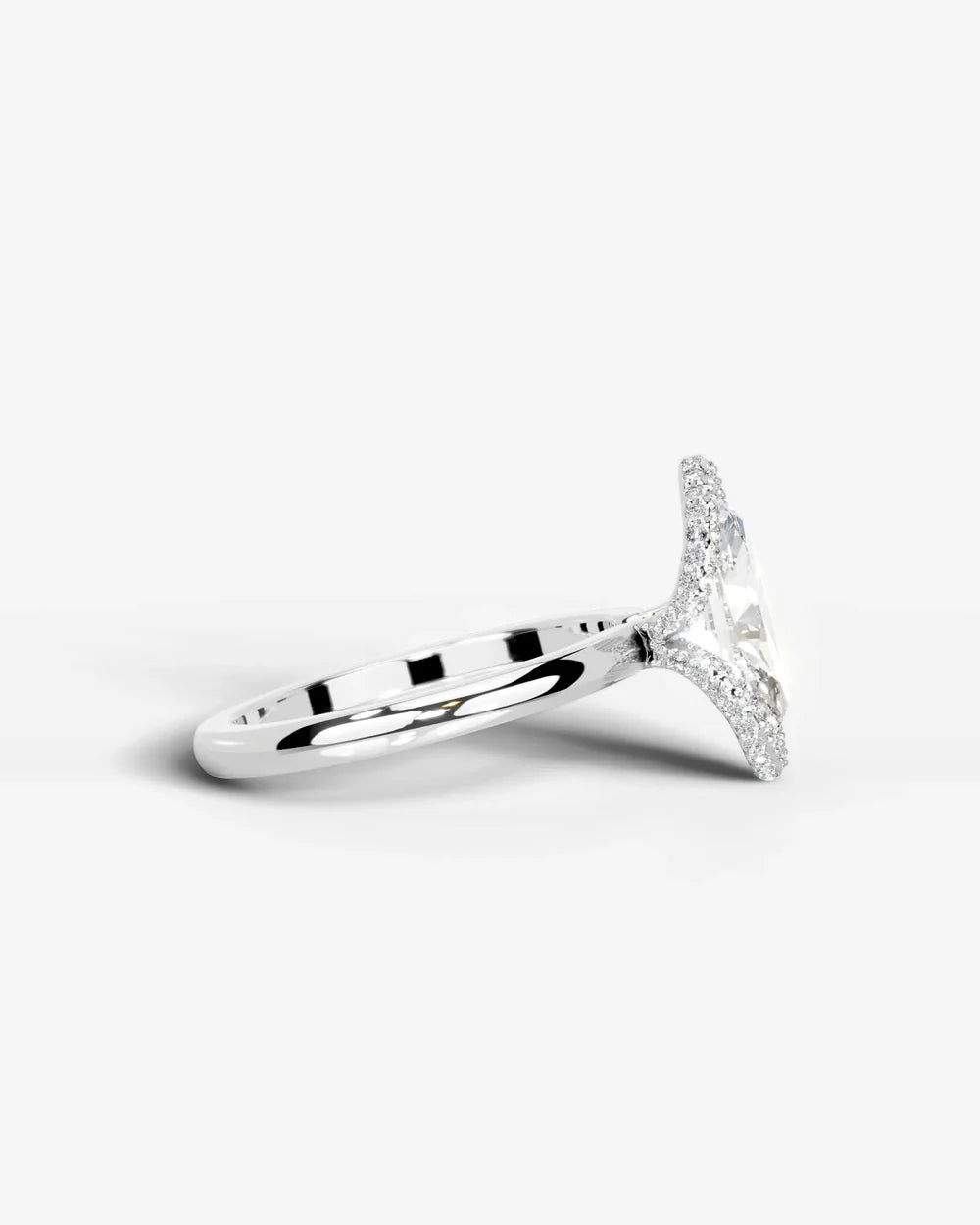 2 Carat Lab Grown Marquise Diamond Half Halo Ring
