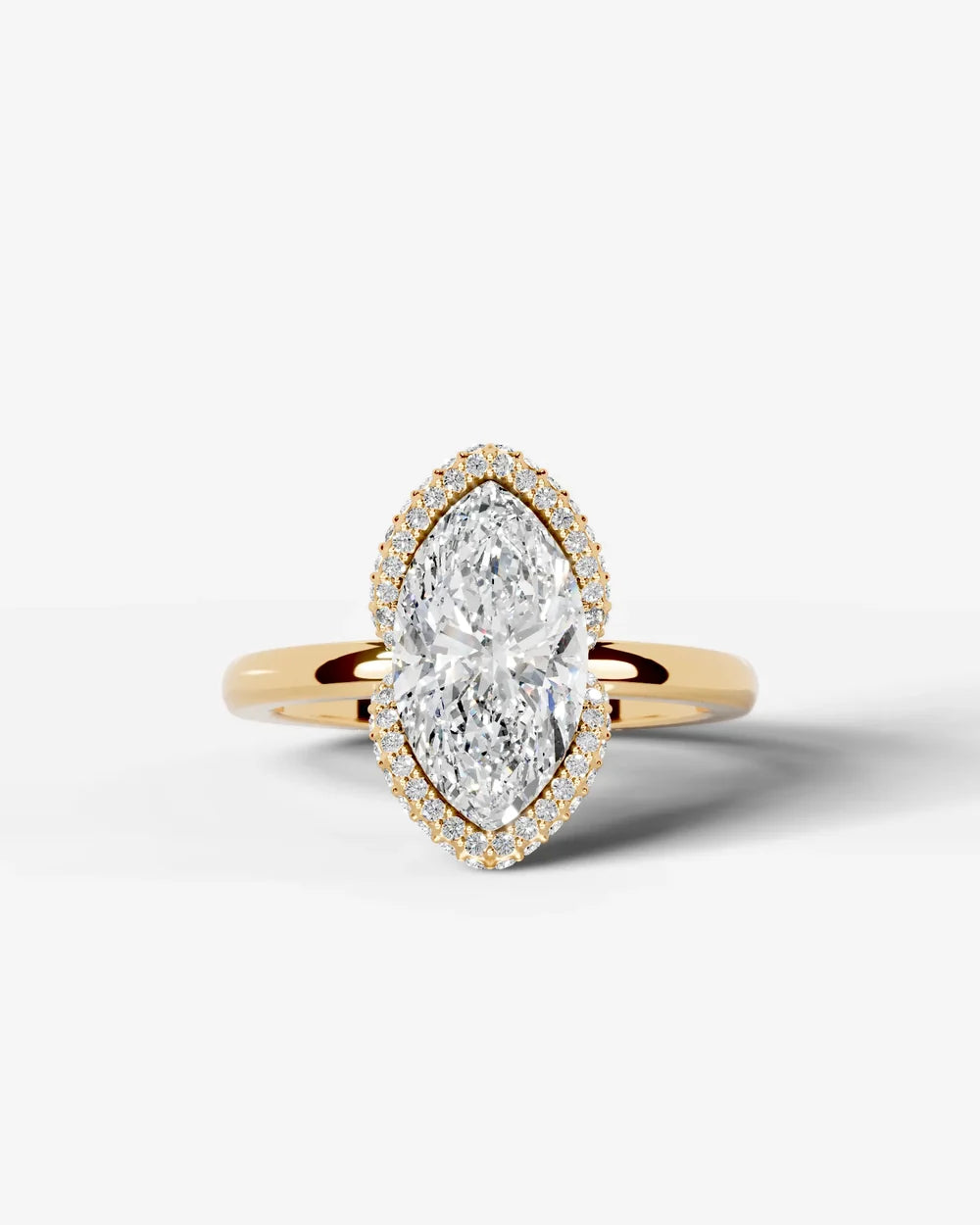 2 Carat Lab Grown Marquise Diamond Half Halo Ring
