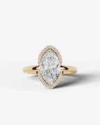 2 Carat Lab Grown Marquise Diamond Half Halo Ring