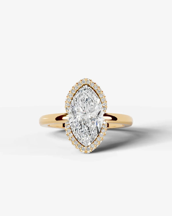 2 Carat Lab Grown Marquise Diamond Half Halo Ring