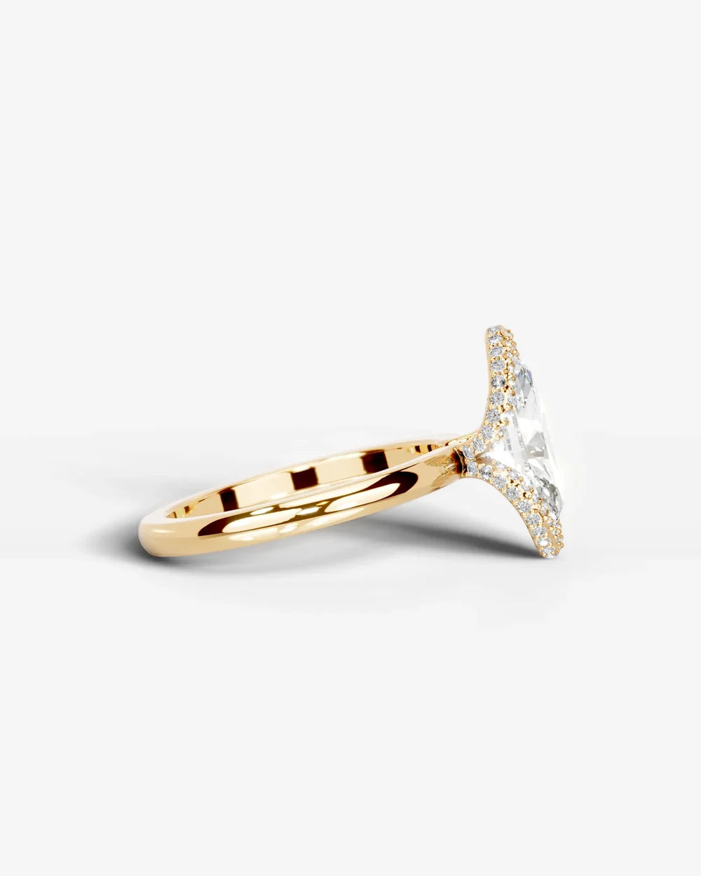 2 Carat Lab Grown Marquise Diamond Half Halo Ring