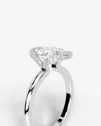 2 Carat Lab Grown Oval Diamond Half Halo Ring