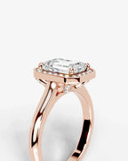 2 Carat Lab Grown Diamond Seraphina Emerald Cut Bezel Halo Engagement Ring