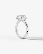 2 Carat Lab Grown Diamond Seraphina Emerald Cut Bezel Halo Engagement Ring