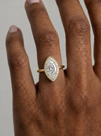 2 Carat Lab Grown Diamond Marquise Cut Bezel Halo Engagement Ring – The Elara