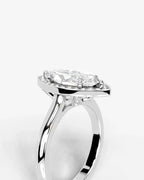 2 Carat Lab Grown Diamond Marquise Cut Bezel Halo Engagement Ring – The Elara
