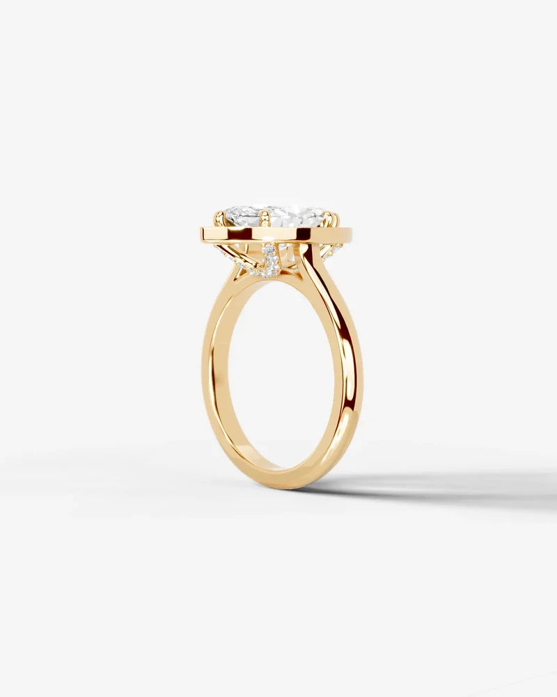 2 Carat Lab Grown Diamond Marquise Cut Bezel Halo Engagement Ring – The Elara
