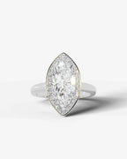 2 Carat Lab Grown Diamond Marquise Cut Bezel Halo Engagement Ring – The Elara