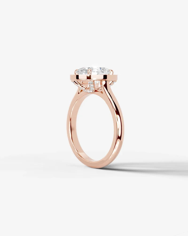 2 Carat Lab Grown – The Aurelia Oval Cut Bezel Halo Engagement Ring