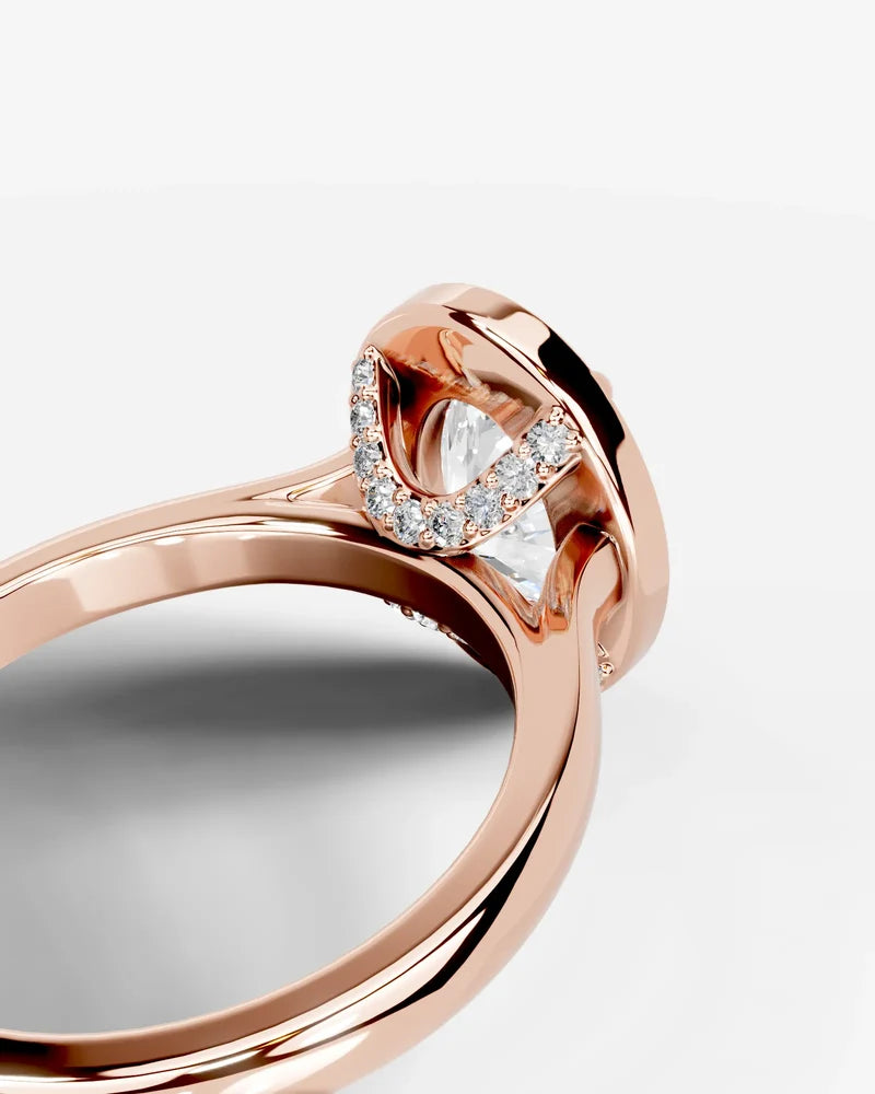 2 Carat Lab Grown – The Aurelia Oval Cut Bezel Halo Engagement Ring