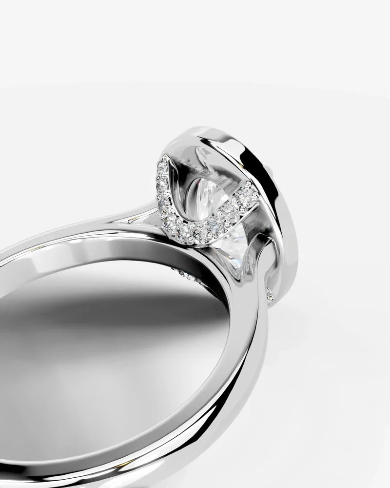 2 Carat Lab Grown – The Aurelia Oval Cut Bezel Halo Engagement Ring
