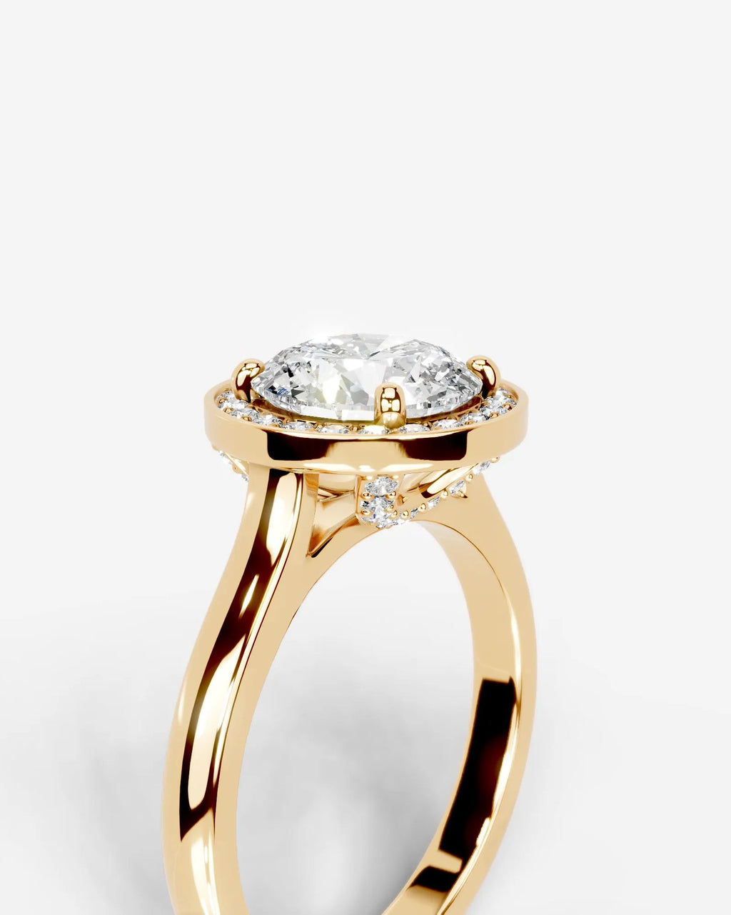 2 Carat Lab-Grown Round Diamond Bezel-Set Halo Engagement Ring