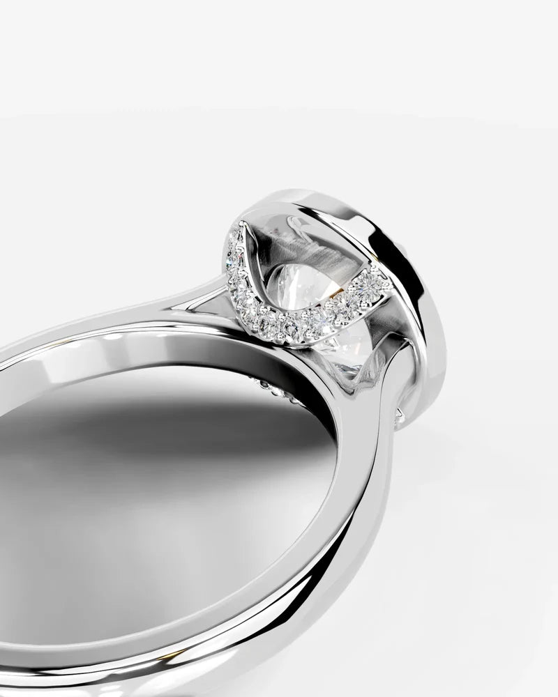 2 Carat Lab-Grown Round Diamond Bezel-Set Halo Engagement Ring