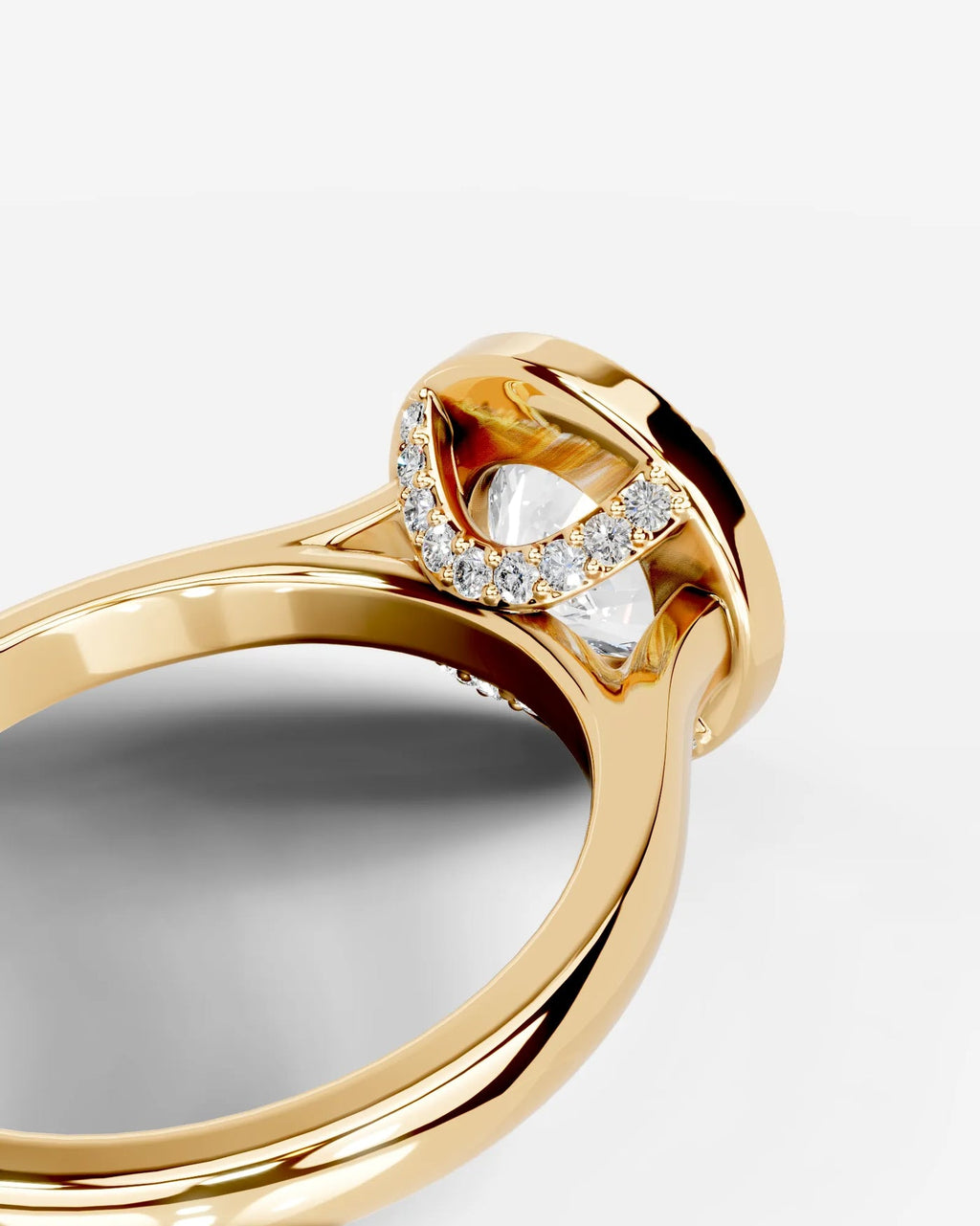 2 Carat Lab-Grown Round Diamond Bezel-Set Halo Engagement Ring