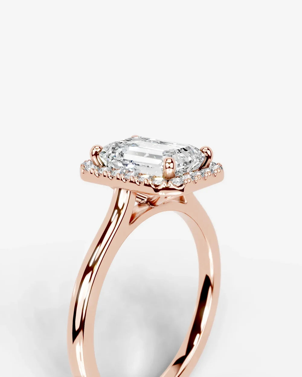 2 Carat Lab Grown Emerald Cut Diamond Halo Ring