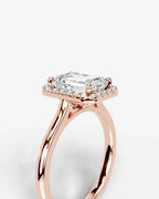 2 Carat Lab Grown Emerald Cut Diamond Halo Ring