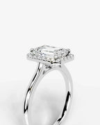 2 Carat Lab Grown Emerald Cut Diamond Halo Ring