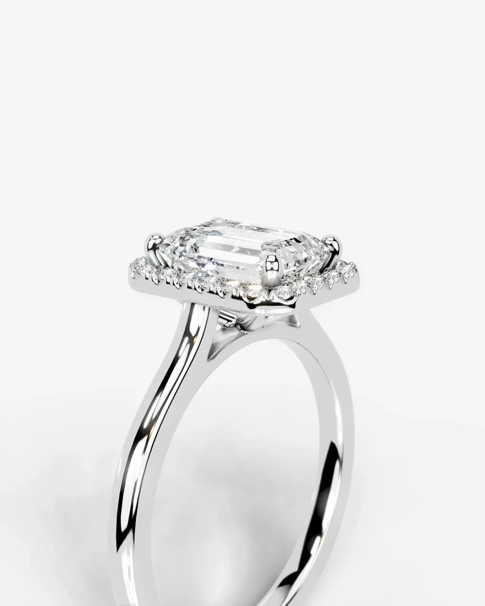 2 Carat Lab Grown Emerald Cut Diamond Halo Ring