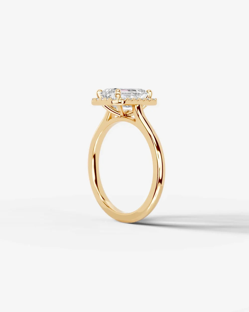 2 Carat Lab Grown Emerald Cut Diamond Halo Ring