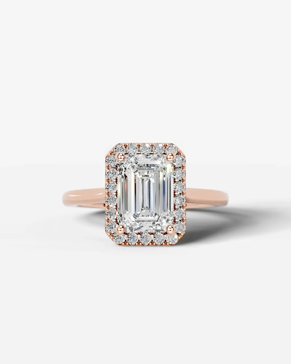 2 Carat Lab Grown Emerald Cut Diamond Halo Ring
