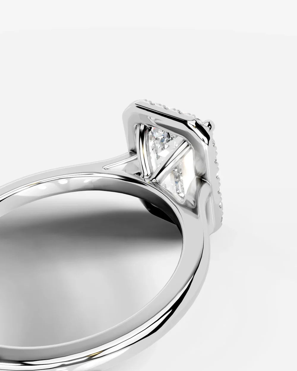 2 Carat Lab Grown Emerald Cut Diamond Halo Ring