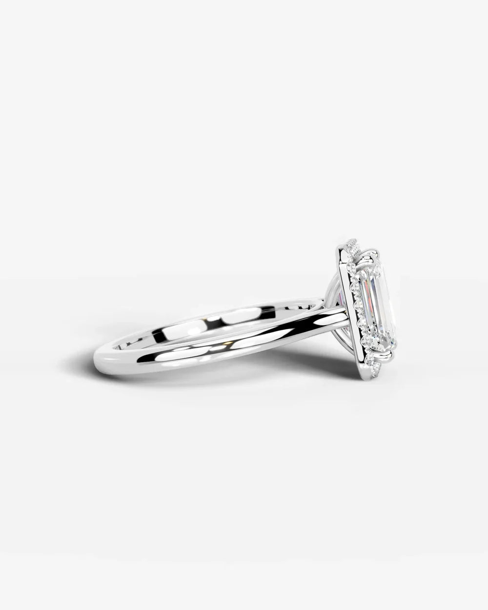 2 Carat Lab Grown Emerald Cut Diamond Halo Ring