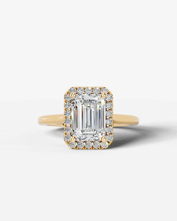 2 Carat Lab Grown Emerald Cut Diamond Halo Ring