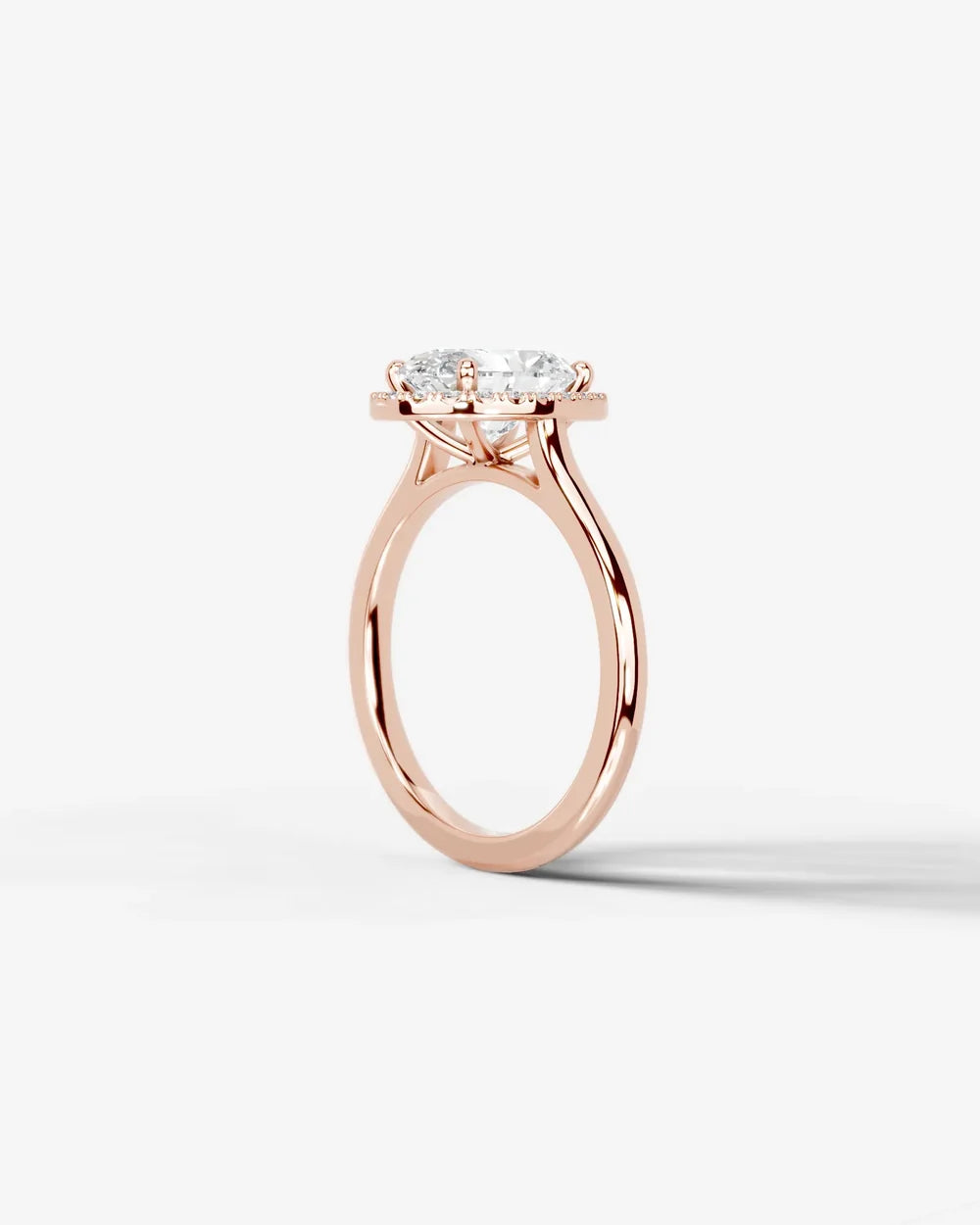 2 Carat Lab Grown Oval Cut Diamond Halo Three-Stone Ring