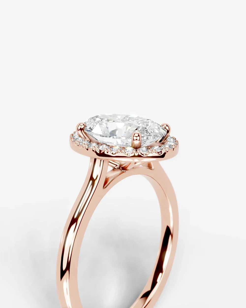 2 Carat Lab Grown Oval Cut Diamond Halo Three-Stone Ring
