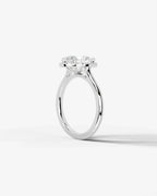 2 Carat Lab Grown Oval Cut Diamond Halo Three-Stone Ring