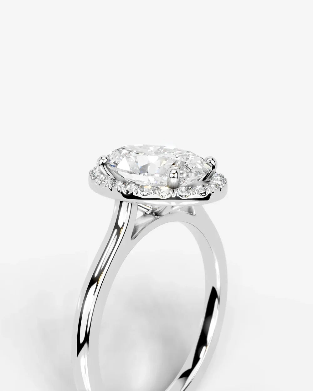 2 Carat Lab Grown Oval Cut Diamond Halo Three-Stone Ring