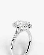 2 Carat Lab Grown Oval Cut Diamond Halo Three-Stone Ring