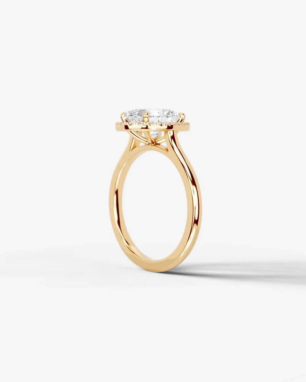 2 Carat Lab Grown Oval Cut Diamond Halo Three-Stone Ring