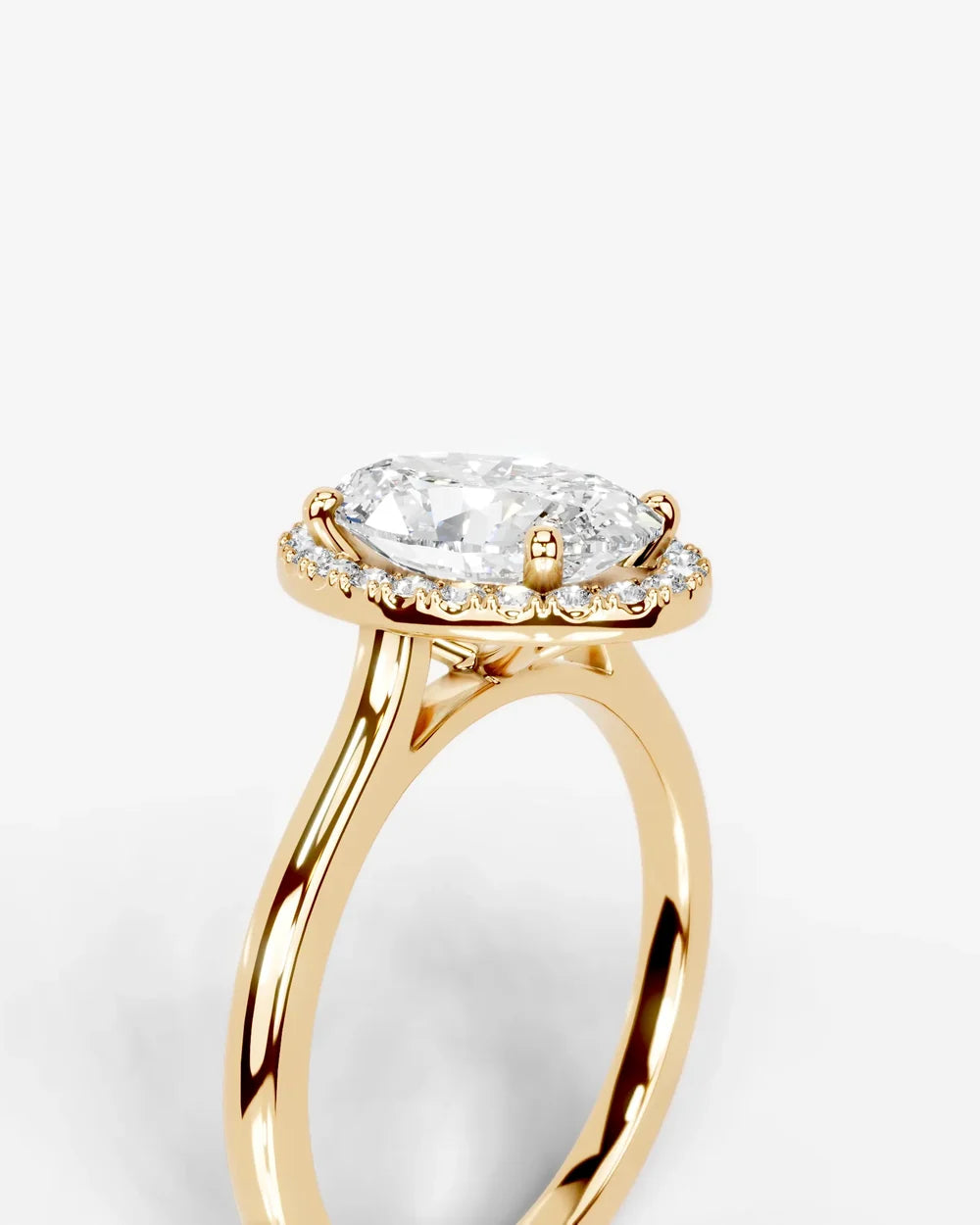 2 Carat Lab Grown Oval Cut Diamond Halo Three-Stone Ring