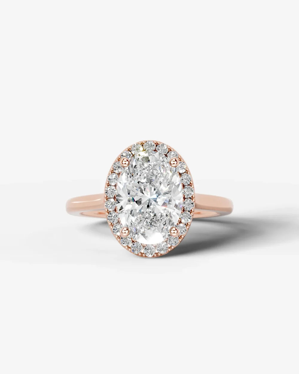 2 Carat Lab Grown Oval Cut Diamond Halo Three-Stone Ring