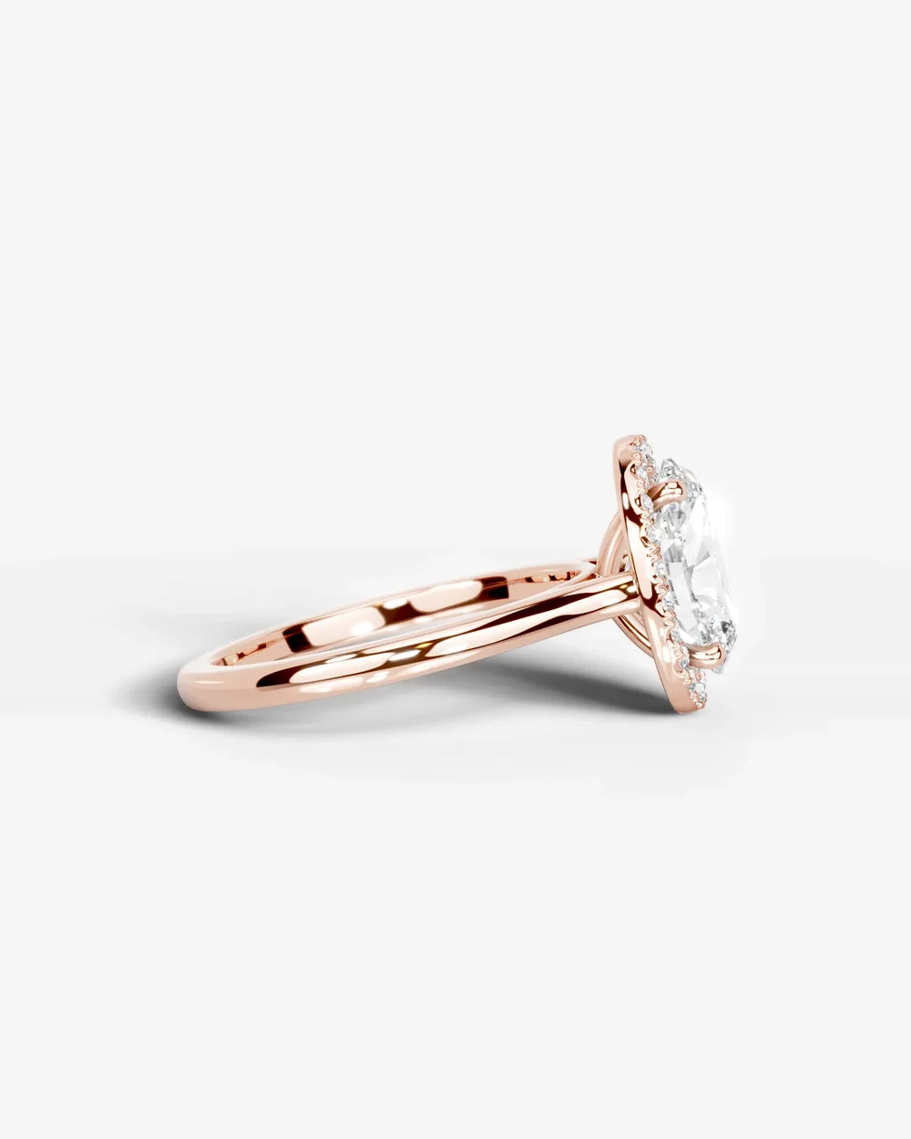 2 Carat Lab Grown Oval Cut Diamond Halo Three-Stone Ring