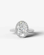 2 Carat Lab Grown Oval Cut Diamond Halo Three-Stone Ring