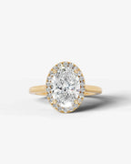 2 Carat Lab Grown Oval Cut Diamond Halo Three-Stone Ring