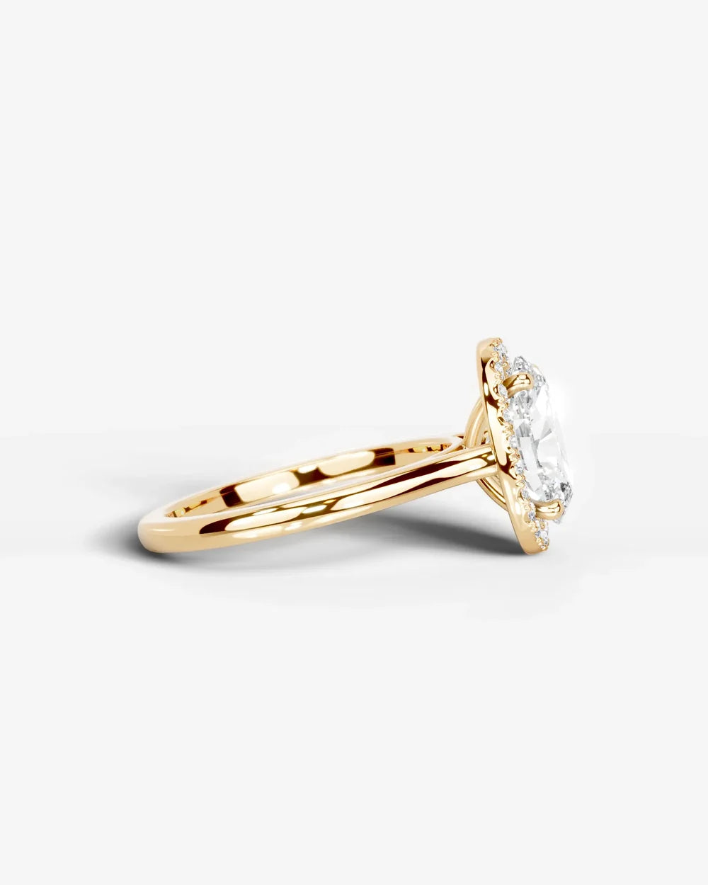 2 Carat Lab Grown Oval Cut Diamond Halo Three-Stone Ring