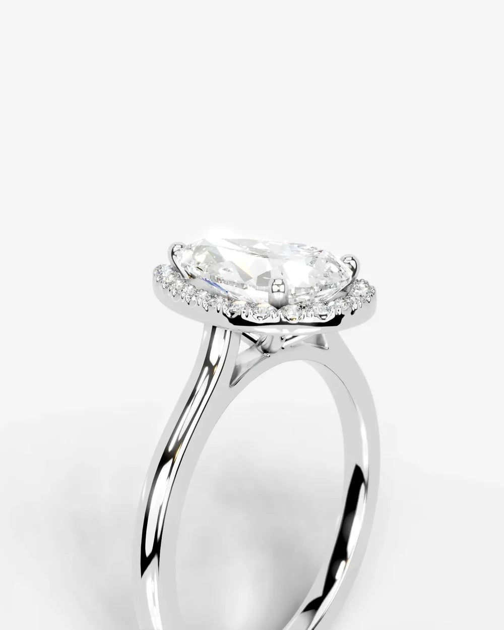 2 Carat Lab Grown Pear Cut Diamond Halo Ring