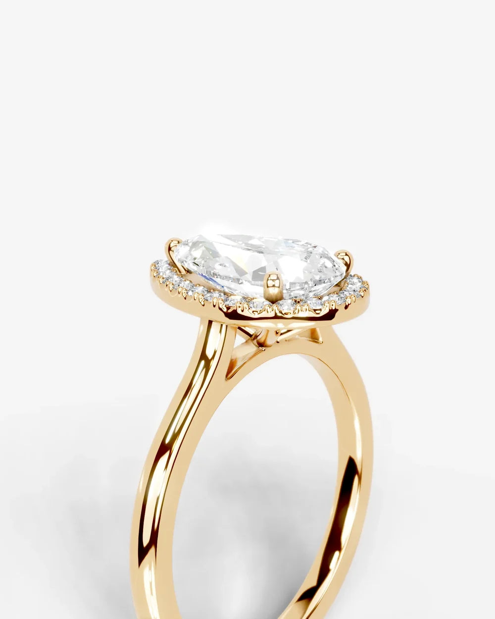 2 Carat Lab Grown Pear Cut Diamond Halo Ring