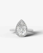 2 Carat Lab Grown Pear Cut Diamond Halo Ring
