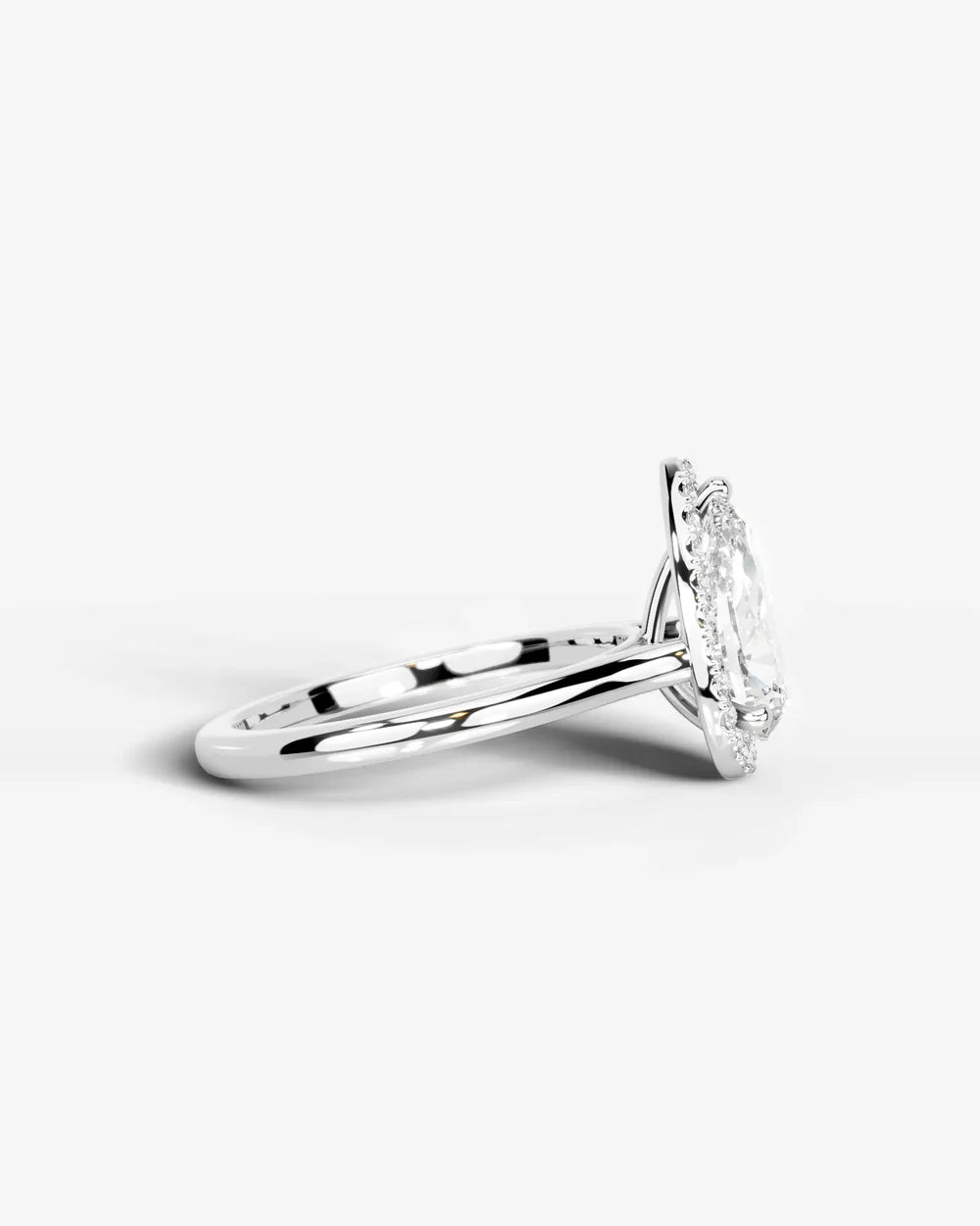 2 Carat Lab Grown Pear Cut Diamond Halo Ring