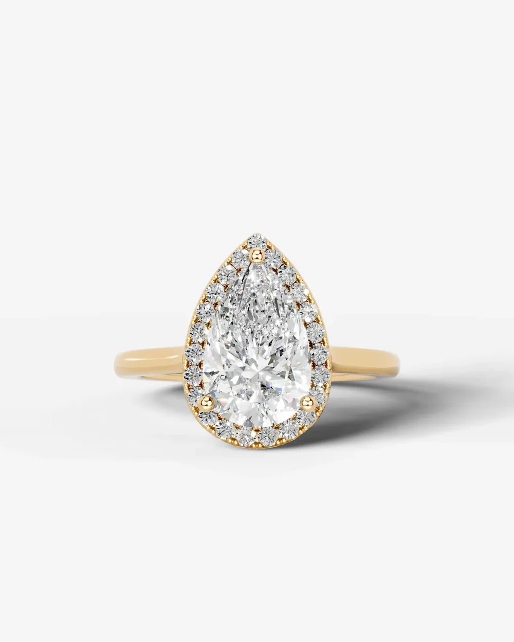 2 Carat Lab Grown Pear Cut Diamond Halo Ring