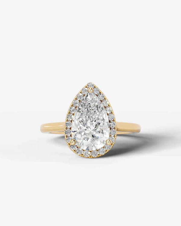 2 Carat Lab Grown Pear Cut Diamond Halo Ring