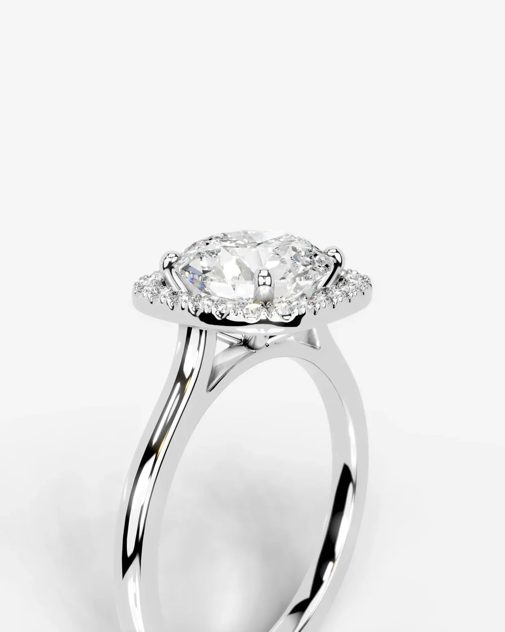 2 Carat Lab Grown Cushion Cut Diamond Halo Ring