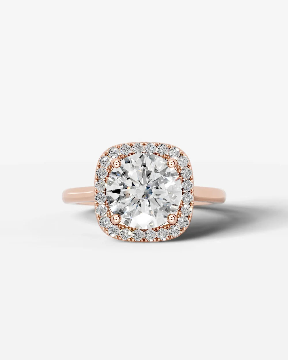 2 Carat Lab Grown Cushion Cut Diamond Halo Ring